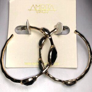 Amrita Gold & Black Hoop Earrings